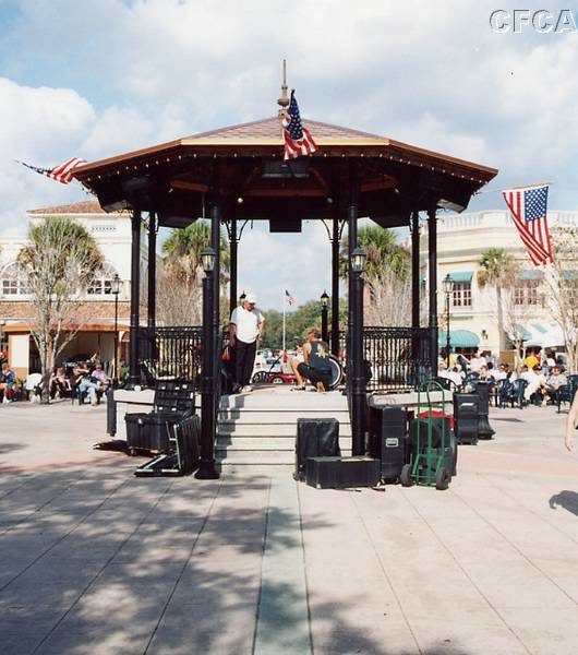 027.The Town Square's central gazebo played host to the live band.JPG