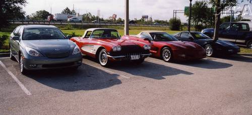002.The 'Not So Early' group of three American and one Japanese Corvettes.JPG