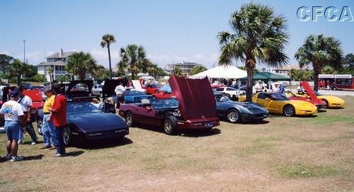 056.Back on Terra Firma, it was back to business---checking out the Vettes.JPG