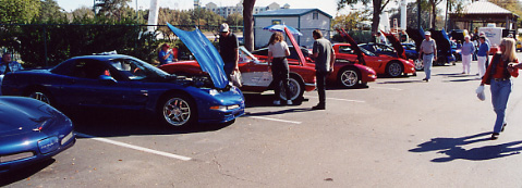 025.Here were 6 of CFCA's 10 Vettes, all with hoods up for effect.JPG