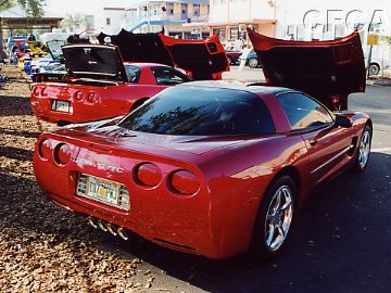 003.Steve and Janet prepare their Magnetic Red '00 Coupe for its first show.JPG