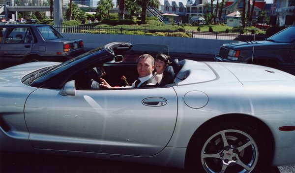 025.The happy couple in traffic on The Strip.JPG