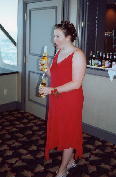 075.Cheryl appears to have mastered the American art of two-fisted beer drinking (good girl).JPG