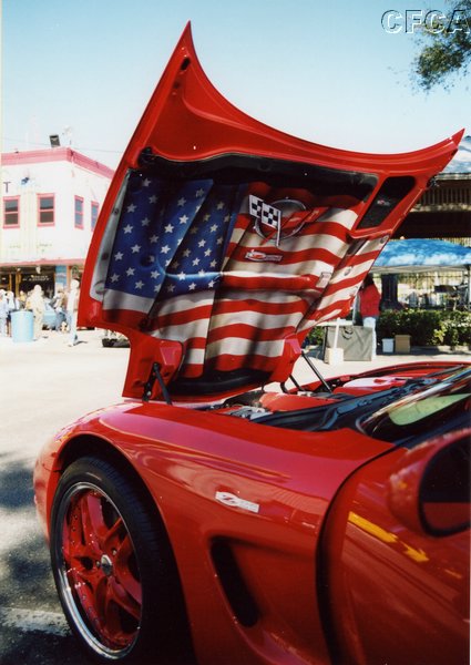 024.Steve had a great new hood liner to show off, along with his new Torch Red RONAL wheels.JPG